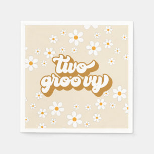 Twee groovy retro madeliefjes 2e verjaardag servet