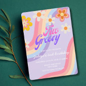 Twee Groovy Retro Rainbow 2e verjaardag Kaart