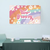 Twee Groovy Retro Rainbow 2e verjaardag Spandoek (Beurs)