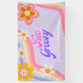 Twee Groovy Retro Rainbow 2e verjaardag Spandoek (Verticaal)