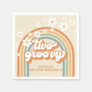 Twee Groovy Retro Rainbow Daisy Birthday Servet