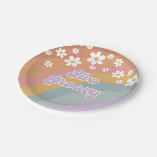 Twee Groovy Retro Rainbow Papieren Bordje (Gekanteld)