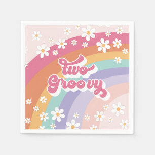 Twee Groovy Retro Regenboog 2e Verjaardag Servet