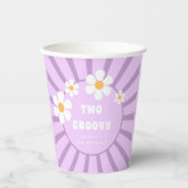 Twee groovy Retro Sunshine Girl Tweede verjaardag Papieren Bekers (Voorkant)