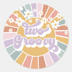 Twee Groovy Retro Sunshine Rainbow Daisy Classic R Ronde Sticker