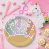 Twee Groovy Retro Sunshine Rainbow Daisy Papieren Bordje (Feest)