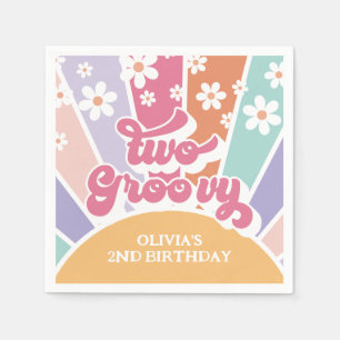 Twee Groovy Retro Sunshine Rainbow Daisy Servet