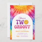 Twee Groovy Retro Tie Dye 2e Verjaardag Kaart (Voorkant)
