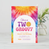 Twee Groovy Retro Tie Dye 2e Verjaardag Kaart (Staand voorkant)