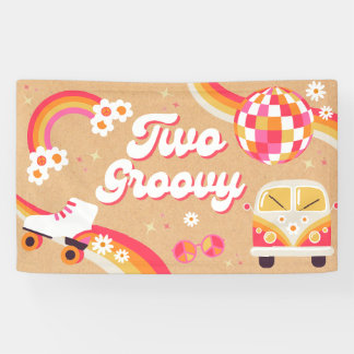 Twee Groovy Retro Verjaardag Banner