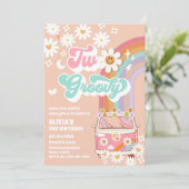 Twee Groovy Retro Verjaardagsuitnodigingen Kaart (Staand voorkant)