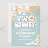 Twee Groovy Retro Verjaardagsuitnodigingen Kaart (Voorkant)