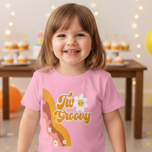 Twee groovy retro vintage tweede verjaardag
