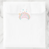 Twee Groovy Retro Zomer Regenboog Ronde Sticker (Tas)
