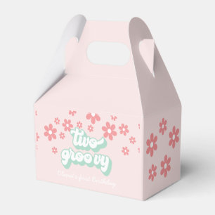 Twee Groovy Roze Daisy tweede verjaardag Favor Doo Bedankdoosjes