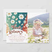 Twee Groovy Second Birthday | Retro Daisy Rainbow Kaart (Voorkant)
