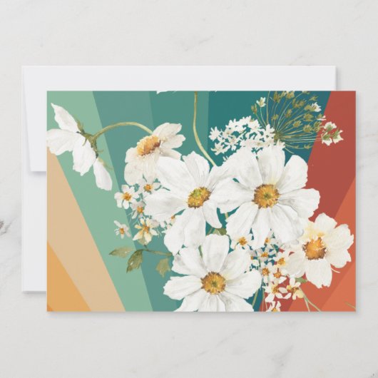 Twee Groovy Second Birthday | Retro Daisy Rainbow Kaart (Achterkant)