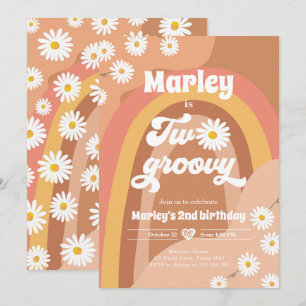 Twee Groovy Tweede Verjaardag 2de Retro Boho Madel Kaart