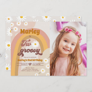 Twee Groovy tweede verjaardag tweede Retro Boho Da Kaart