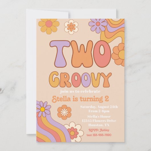 Twee Groovy Uitnodiging | Uitnodiging voor Groovy  (Voorkant)