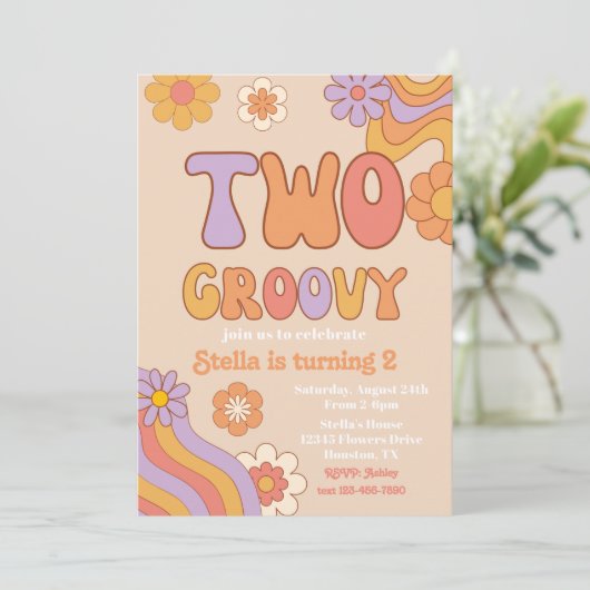 Twee Groovy Uitnodiging | Uitnodiging voor Groovy  (Staand voorkant)