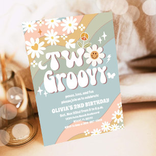 Twee Groovy uitnodigingen voor de 2e verjaardag
