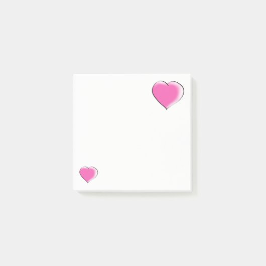 Twee grote roze harten post-it® notes (Voorkant)