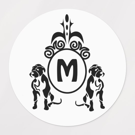 Twee Guard Dog Monogram Labels (Design 1)