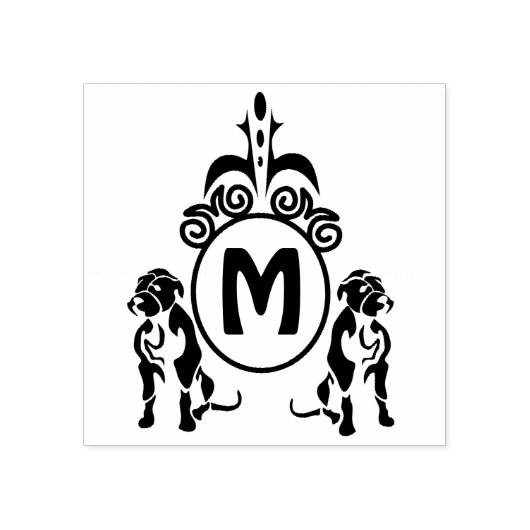 Twee Guard Dog Monogram Rubberstempel (Afrduk)