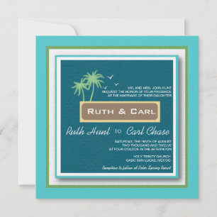 Twee handpalmen - Beach Wedding Invitations Kaart