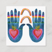 Twee hands-regenbogen vierkante visitekaartje (Voorkant)