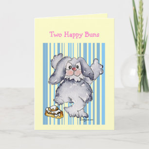Twee Happy Buns Cute Funny Wenskaarten Kaart