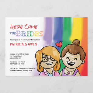 Twee Happy Gals Lesbian Shower Uitnodiging