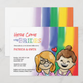 Twee Happy Girls Lesbische Douche Uitnodiging (Voorkant / Achterkant)