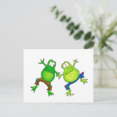 Twee Happy Jumping Frog Buddies Briefkaart (Staand voorkant)