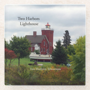 Twee Harbors Lighthouse & Boat glass onderzetter