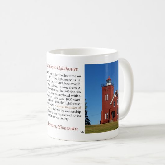 Twee Harbors Lighthouse history mok (Voorkant rechts)