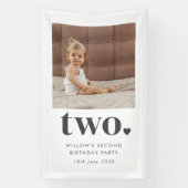Twee Hart Vierkant Foto 2e Verjaardag Spandoek (Verticaal)