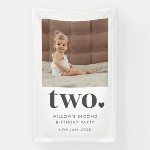 Twee Hart Vierkant Foto 2e Verjaardag Spandoek