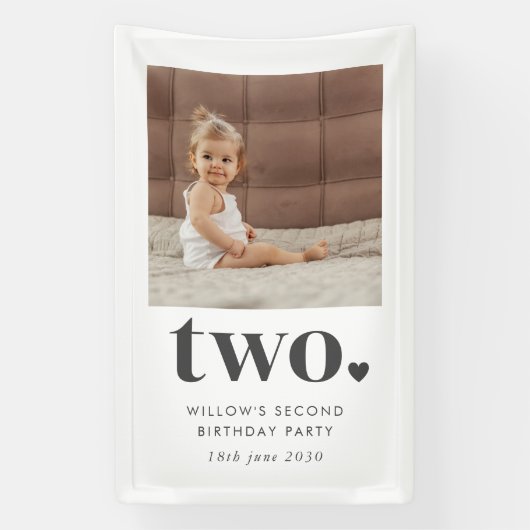 Twee Hart Vierkant Foto 2e Verjaardag Spandoek (Verticaal)