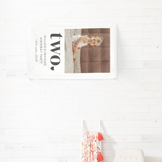 Twee Hart Vierkant Foto 2e Verjaardag Spandoek (Insitu)