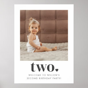 Twee Hart Vierkante Foto 2e Verjaardag Welkom Teke Poster