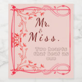 Twee hart wijn etiket (Enkel label)