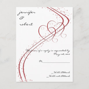 Twee harten als één antwoordkaart uitnodiging briefkaart