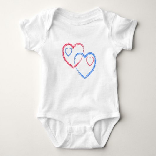 Twee harten als een Baby Jersey Bodysuit (Voorkant)