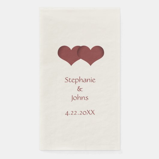 Twee harten bruid bruidegom aangepaste naam bruids servet (Voorkant)