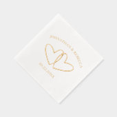 Twee Harten Custom Namen & Wedding Date Minimalist Folie Servetten (Rechts)