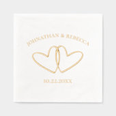 Twee Harten Custom Namen & Wedding Date Minimalist Folie Servetten (Voorkant)