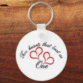 Twee harten die als één slaan sleutelhanger (Voorkant)