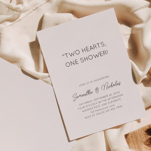 Twee harten, een douche | Eenvoudige Couple Shower Kaart
